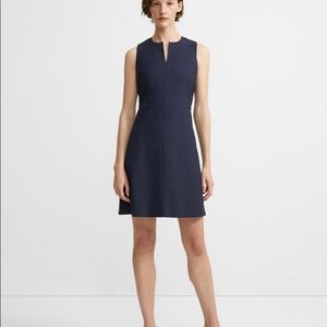 Theory Split Front Dress In Stretch Wool- Navy sz8